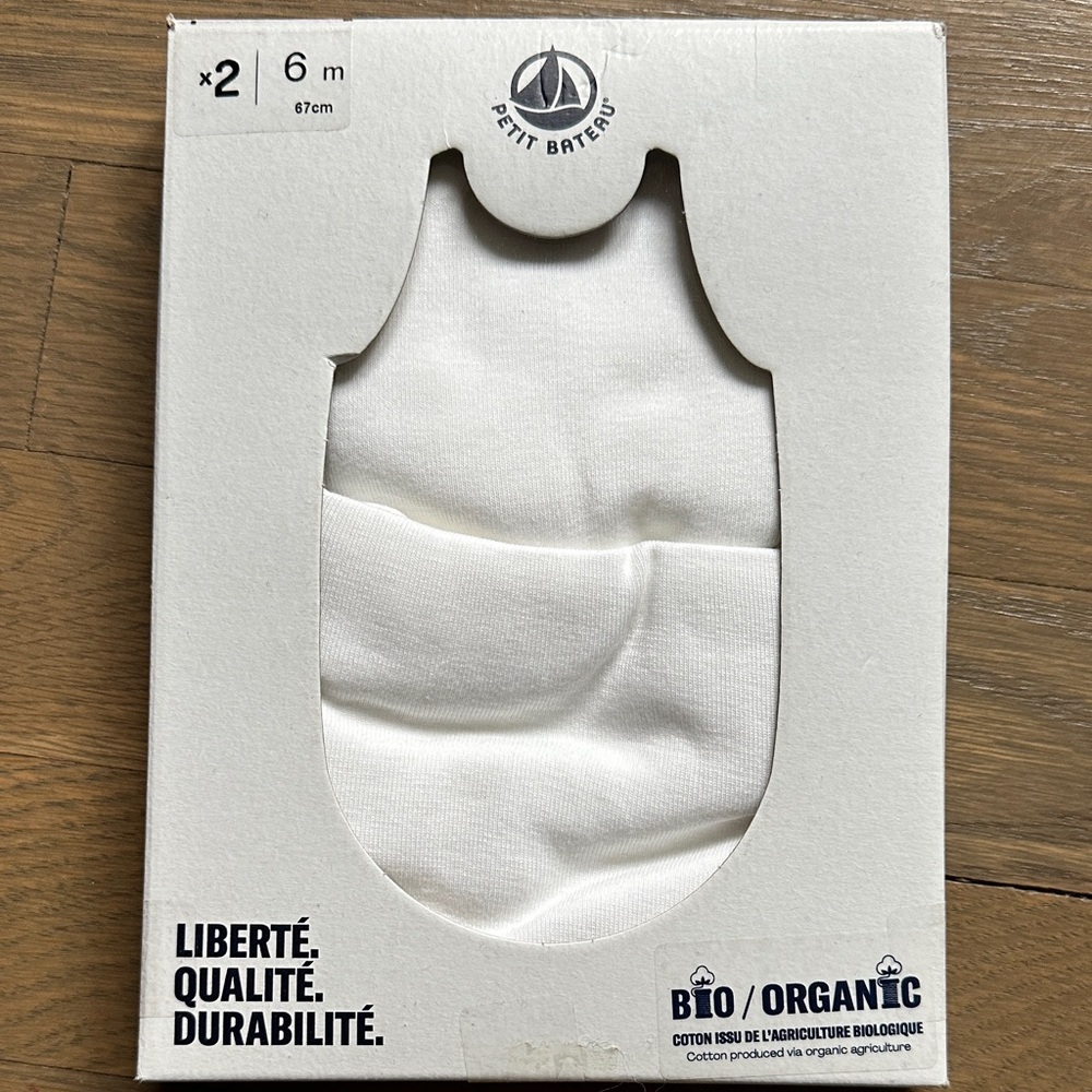 2 Petit Bateau Cream Organic Cotton Baby Bibs